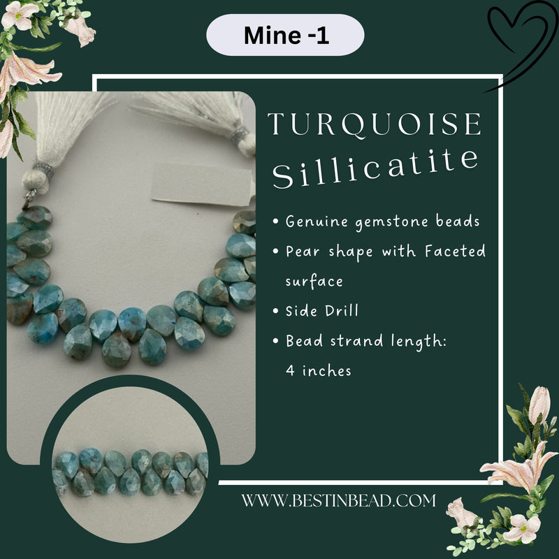 Turquoise Sillicatite Pear Bead Strand