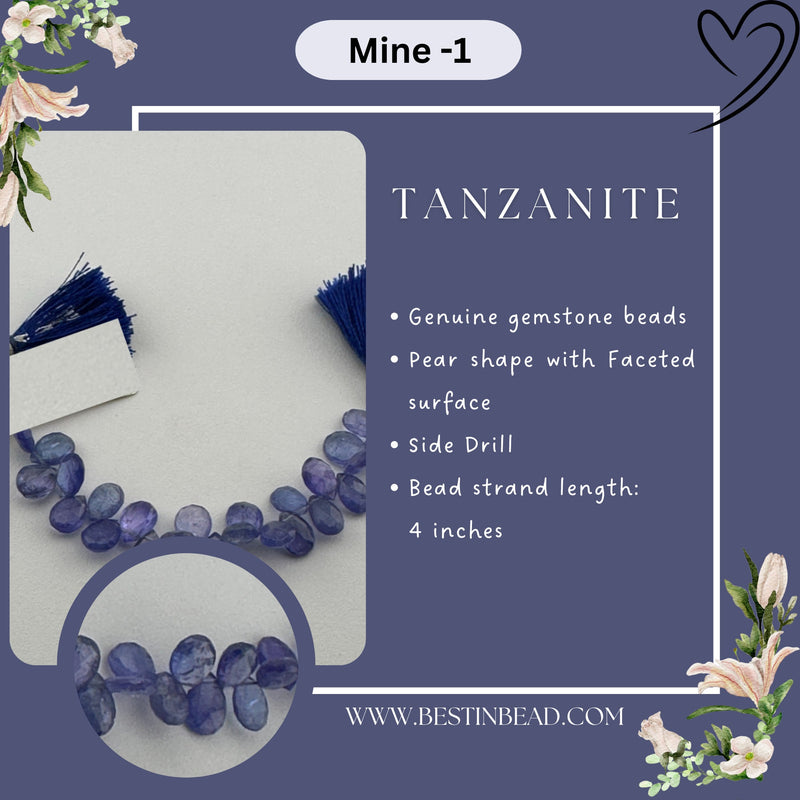 Tanzanite Pear Bead Strand