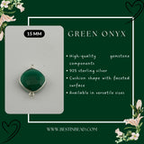Green Onyx Cushion/Diamond Pendant - Boho Chic Gemstone Necklace with 925 Sterling Silver Elegance