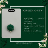 Green Onyx Hexagon Pendant - Boho Chic Gemstone Necklace with 925 Sterling Silver Elegance