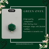 Green Onyx Hexagon Pendant - Boho Chic Gemstone Necklace with 925 Sterling Silver Elegance