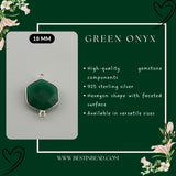 Green Onyx Hexagon Pendant - Boho Chic Gemstone Necklace with 925 Sterling Silver Elegance