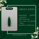 Green Onyx Pear/Flat Teardrop Pendant - Boho Chic Gemstone Necklace with 925 Sterling Silver Elegance