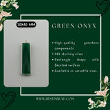 Green Onyx Rectangle/Bar Pendant - Boho Chic Gemstone Necklace with 925 Sterling Silver Elegance