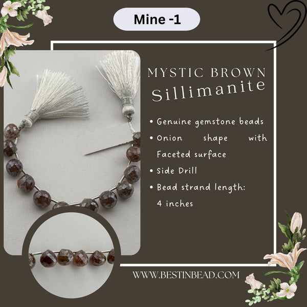 Mystic Brown Sillimanite Onion Bead Strand