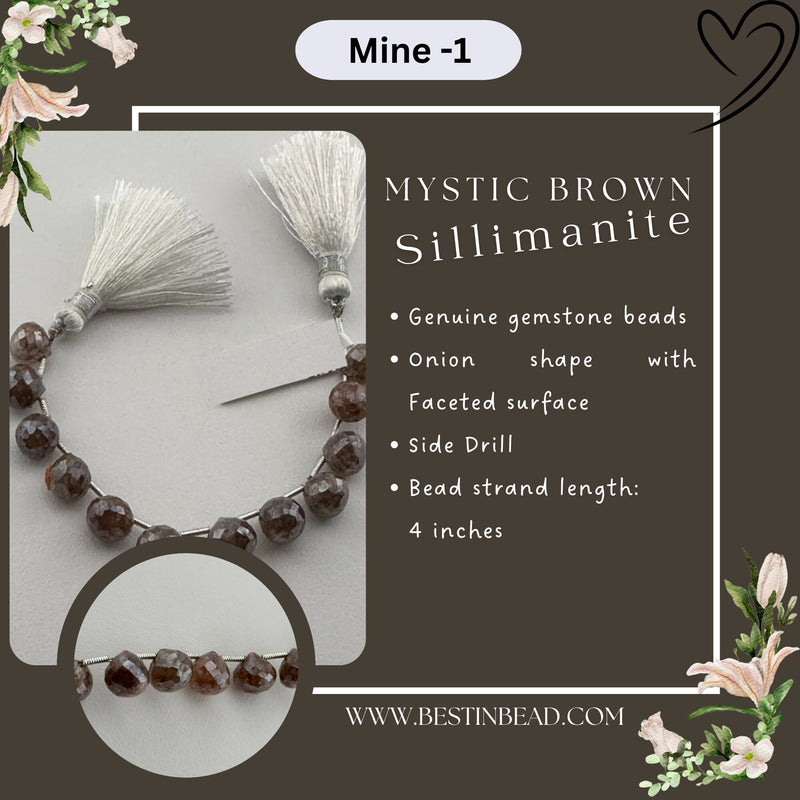 Mystic Brown Sillimanite Onion Bead Strand