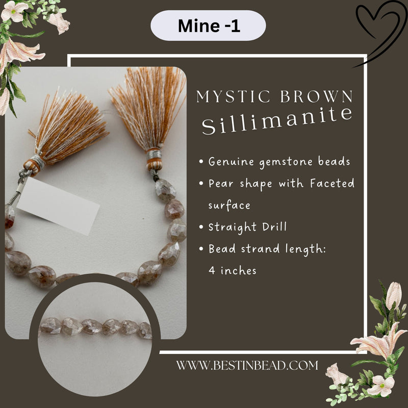 Mystic Brown Sillimanite Pear Bead Strand