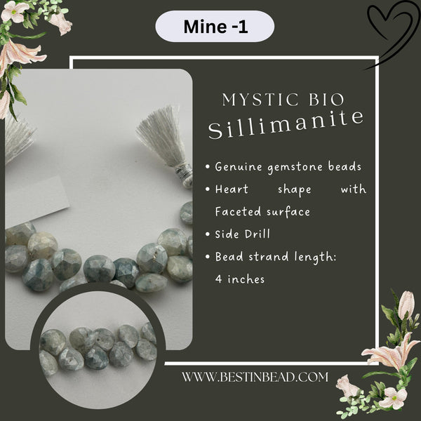 Mystic Bio Sillimanite Heart Bead Strand