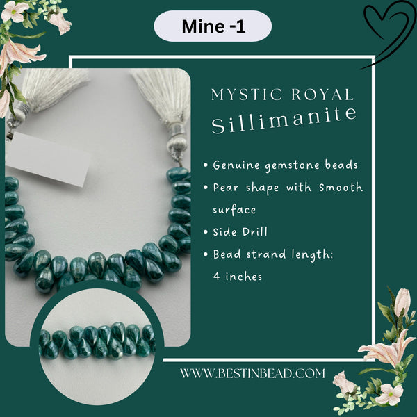 Mystic Royal Sillimanite Teardrop Bead Strand