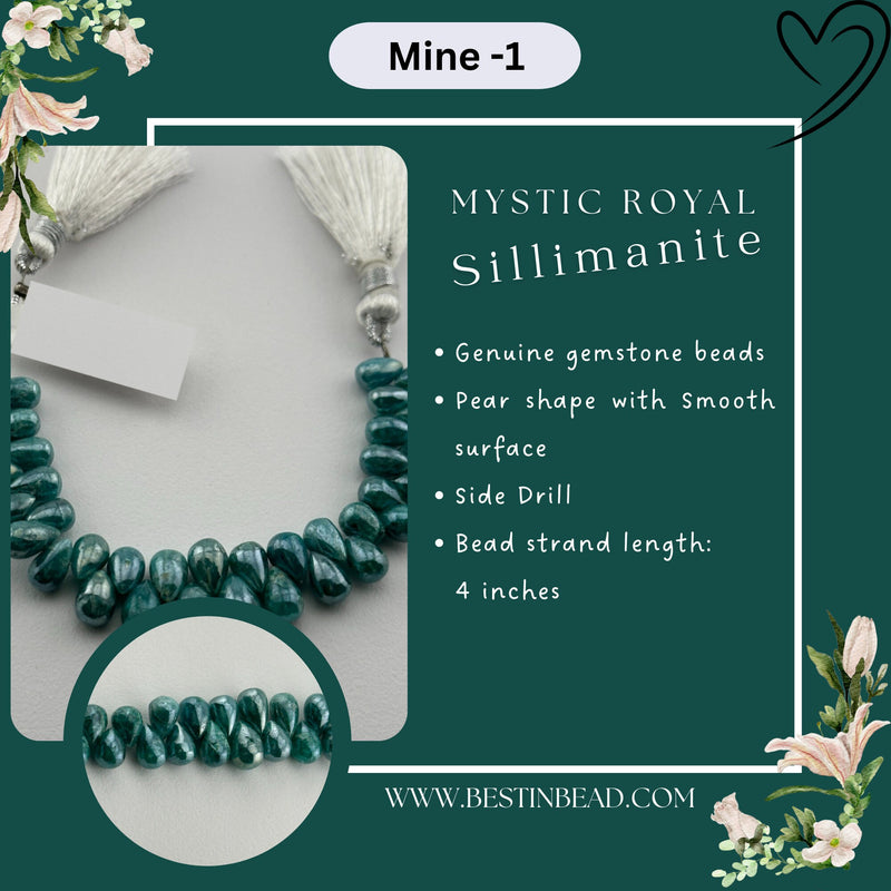 Mystic Royal Sillimanite Teardrop Bead Strand