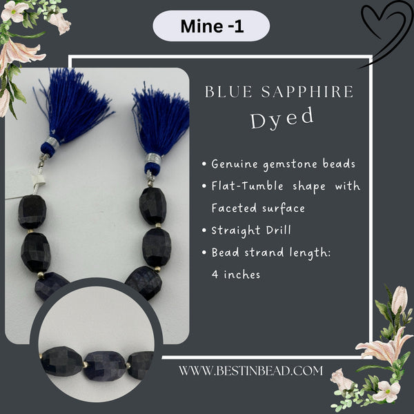 Blue Sapphire Dyed Flat Tumble Bead Strand