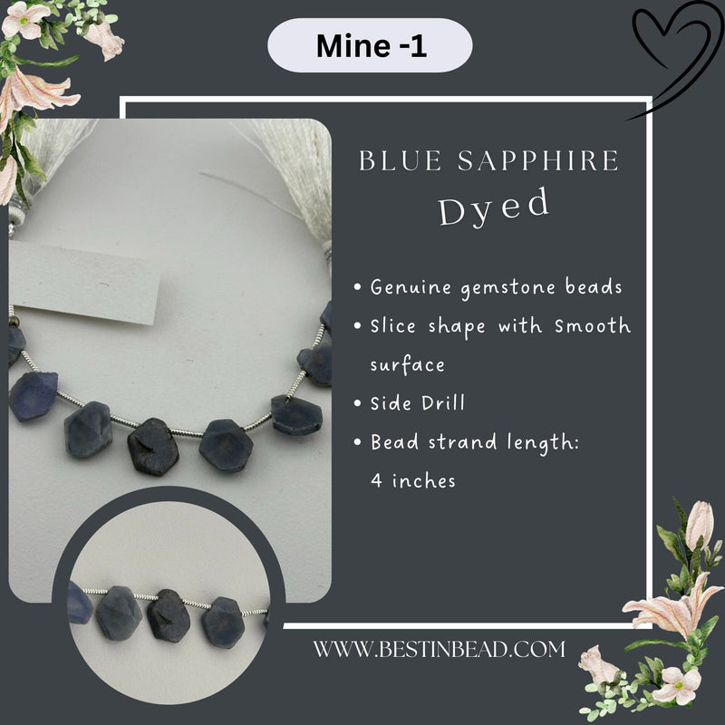 Blue Sapphire Dyed Slice Bead Strand