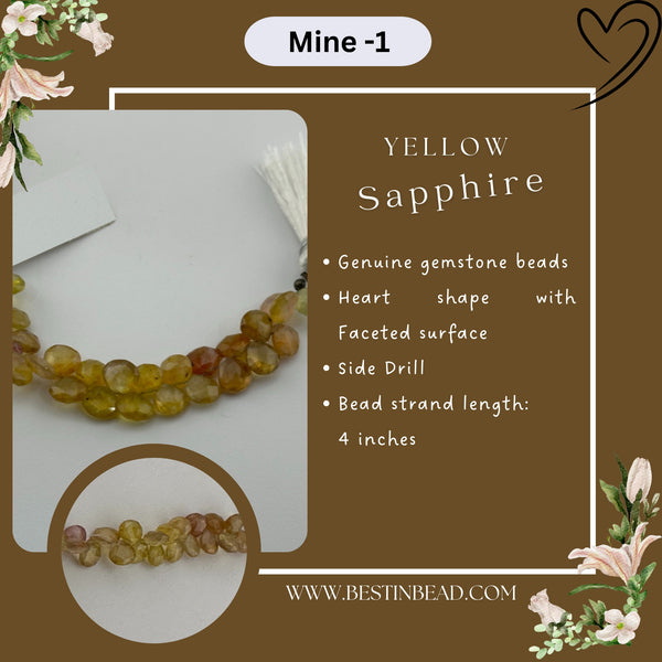 Yellow Sapphire Heart Bead Strand