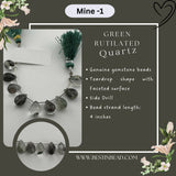 Green Rutilated Quartz Teardrop Bead Strand