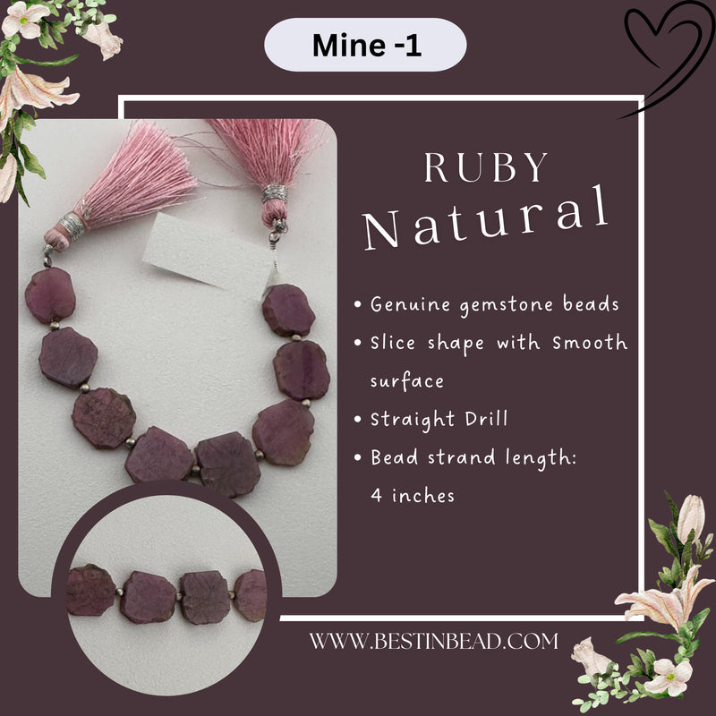 Ruby Pink Slice Bead Strand
