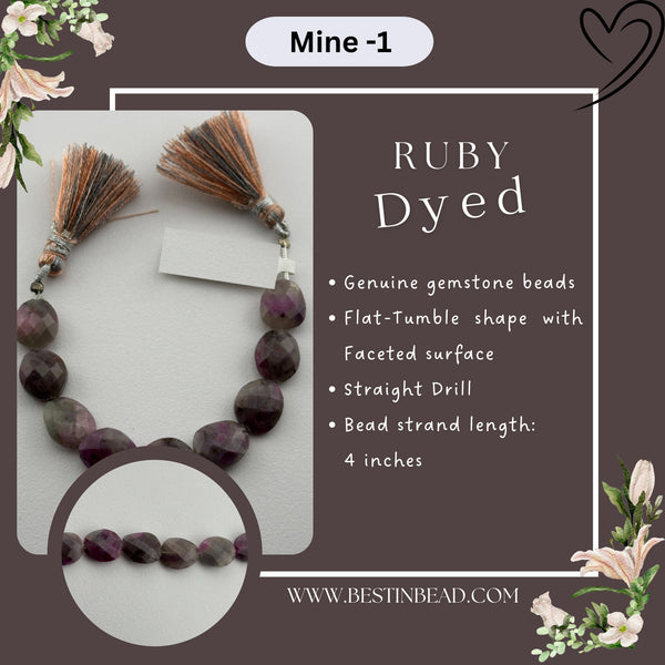 Ruby Dyed Flat Tumble Bead Strand