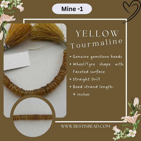 Yellow Tourmaline Tyre Bead Strand