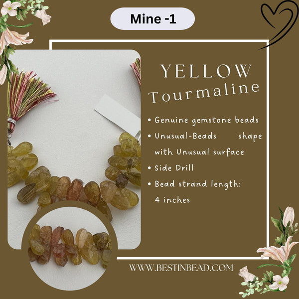 Yellow Tourmaline Unusual Beads Bead Strand