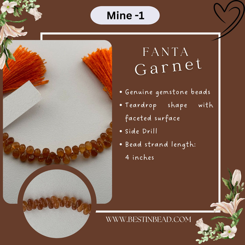 Fanta Garnet Teardrop Bead Strand