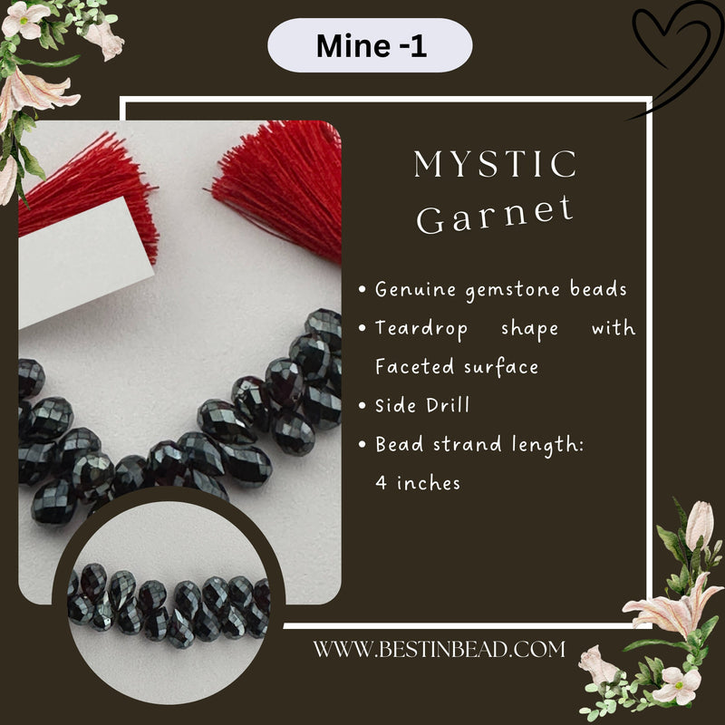 Mystic Garnet Teardrop Bead Strand