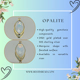 Opalite Marquise/Evil Eye Pendant - Boho Chic Gemstone Necklace with 24kt Gold Elegance