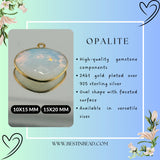 Opalite Oval Pendant - Boho Chic Gemstone Necklace with 24kt Gold Elegance