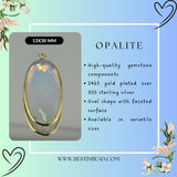 Opalite Oval Pendant - Boho Chic Gemstone Necklace with 24kt Gold Elegance