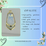 Opalite Tie Pendant - Boho Chic Gemstone Necklace with 24kt Gold Elegance