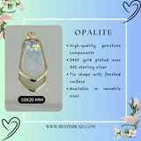 Opalite Tie Pendant - Boho Chic Gemstone Necklace with 24kt Gold Elegance