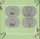 Opalite Triangle Pendant - Boho Chic Gemstone Necklace with 24kt Gold Elegance