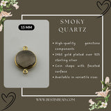 Smoky Quartz Coin/Round Pendant - Boho Chic Gemstone Necklace with 24kt Gold Elegance