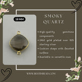 Smoky Quartz Cushion/Diamond Pendant - Boho Chic Gemstone Necklace with 24kt Gold Elegance