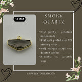 Smoky Quartz Chevron/Half Hexagon Pendant - Boho Chic Gemstone Necklace with 24kt Gold Elegance