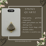 Smoky Quartz Bell/Quarter Circle Pendant - Boho Chic Gemstone Necklace with 24kt Gold Elegance