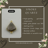 Smoky Quartz Bell/Quarter Circle Pendant - Boho Chic Gemstone Necklace with 24kt Gold Elegance