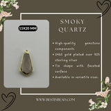 Smoky Quartz Tie Pendant - Boho Chic Gemstone Necklace with 24kt Gold Elegance