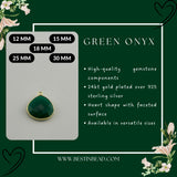Green Onyx Heart Pendant - Boho Chic Gemstone Necklace with 24kt Gold Elegance