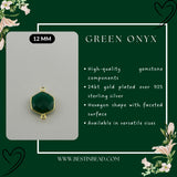Green Onyx Hexagon Pendant - Boho Chic Gemstone Necklace with 24kt Gold Elegance