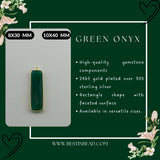Green Onyx Rectangle/Bar Pendant - Boho Chic Gemstone Necklace with 24kt Gold Elegance