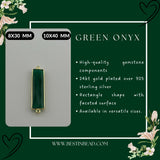Green Onyx Rectangle/Bar Pendant - Boho Chic Gemstone Necklace with 24kt Gold Elegance