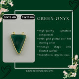 Green Onyx Triangle Pendant - Boho Chic Gemstone Necklace with 24kt Gold Elegance