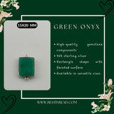 Green Onyx Rectangle/Bar Pendant - Boho Chic Gemstone Necklace with 925 Sterling Silver Elegance