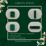Green Onyx Rectangle/Bar Pendant - Boho Chic Gemstone Necklace with 925 Sterling Silver Elegance