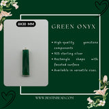 Green Onyx Rectangle/Bar Pendant - Boho Chic Gemstone Necklace with 925 Sterling Silver Elegance