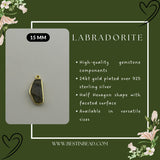 Labradorite Chevron/Half Hexagon Pendant - Boho Chic Gemstone Necklace with 24kt Gold Elegance