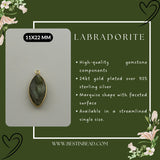 Labradorite Marquise/Evil Eye Pendant - Boho Chic Gemstone Necklace with 24kt Gold Elegance