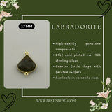 Labradorite Bell/Quarter Circle Pendant - Boho Chic Gemstone Necklace with 24kt Gold Elegance