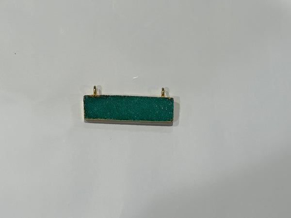 Blue Druzy Rectangle Pendant: 24K Gold Plated, Sterling Silver Bezel (8X30mm)