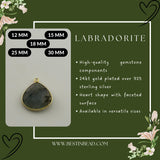 Labradorite Heart Pendant - Boho Chic Gemstone Necklace with 24kt Gold Elegance