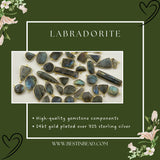 Labradorite Bell/Quarter Circle Pendant - Boho Chic Gemstone Necklace with 24kt Gold Elegance